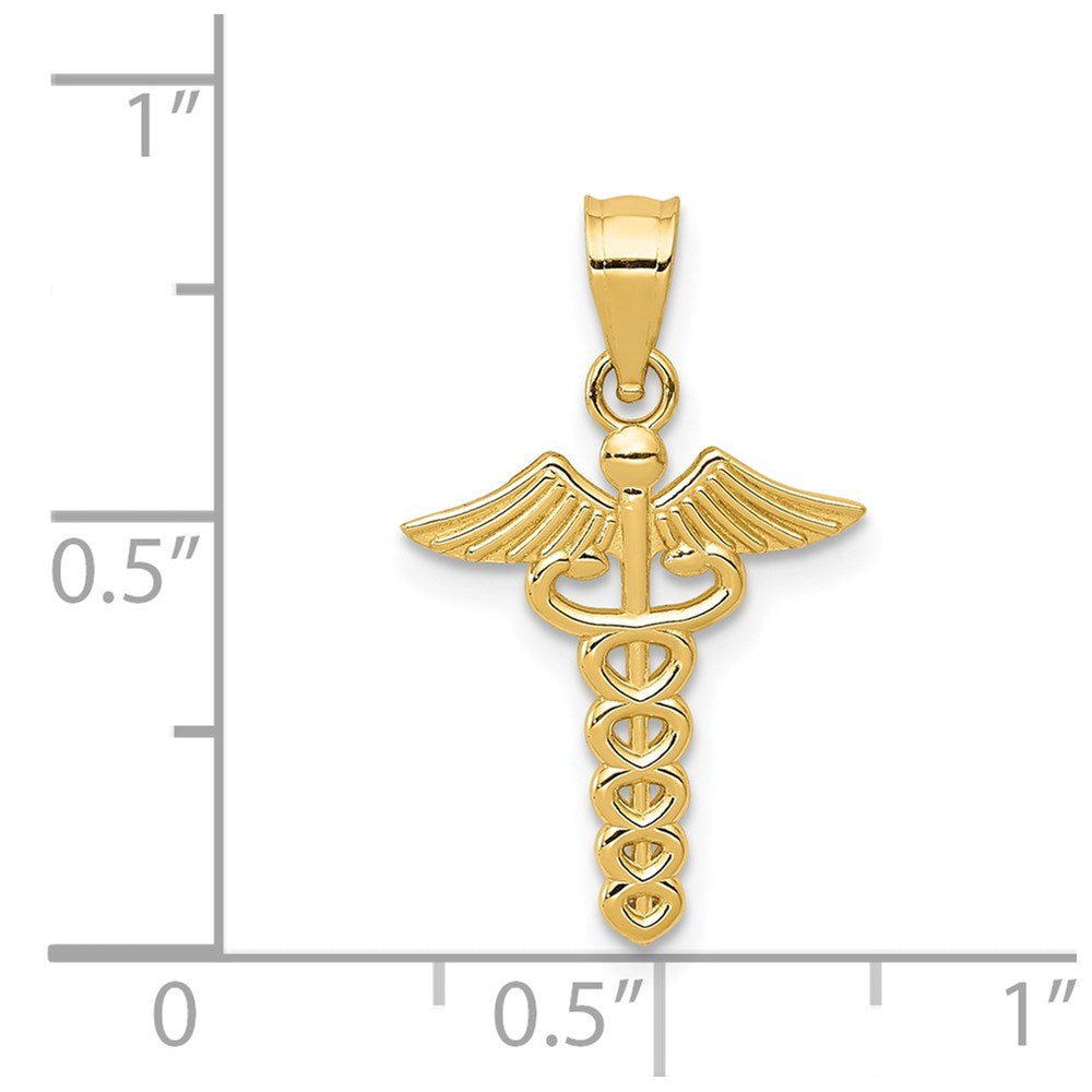 14K Yellow Gold Caduceus Medical Pendant