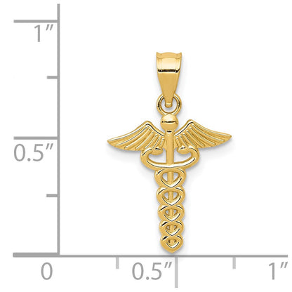 14K Yellow Gold Caduceus Medical Pendant