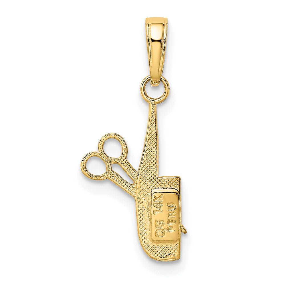 14K Yellow Gold Comb And Scissors Charm