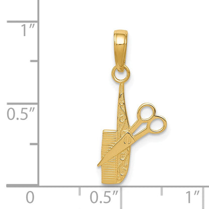 14K Yellow Gold Comb And Scissors Charm