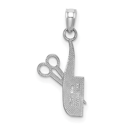 14K White Gold Comb And Scissors Charm