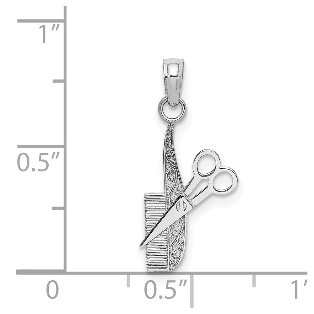 14K White Gold Comb And Scissors Charm