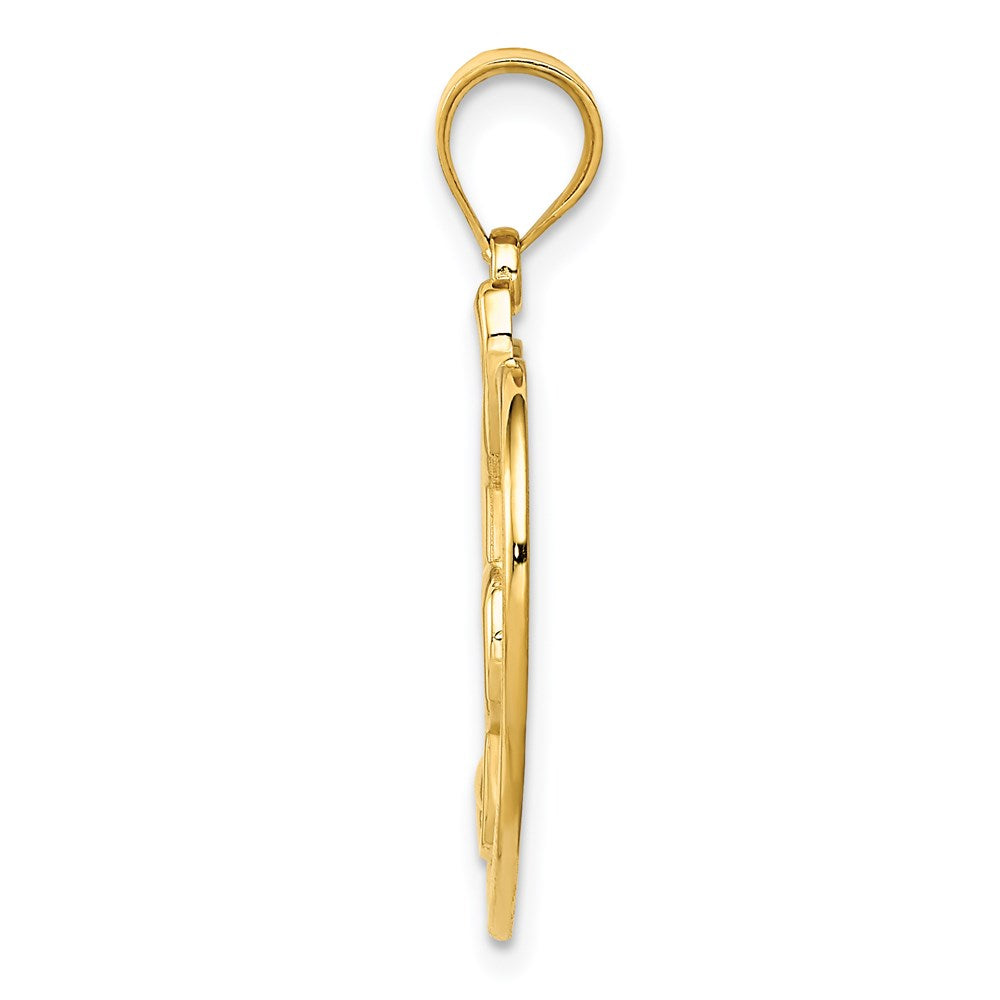 14K Yellow Gold Treble Clef In Heart Charm