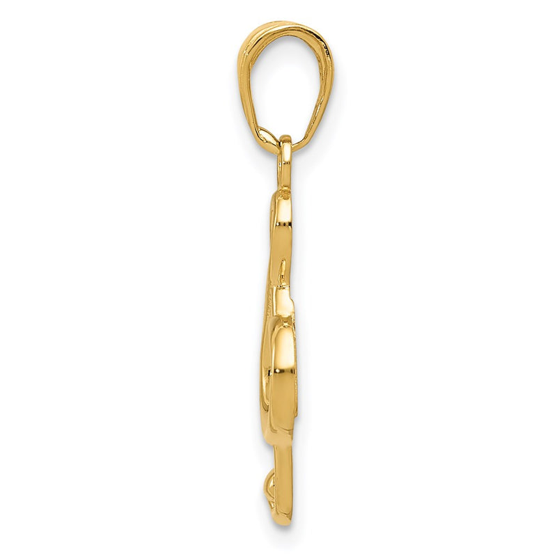14K Yellow Gold Polished Open-Backed Treble Clef Pendant