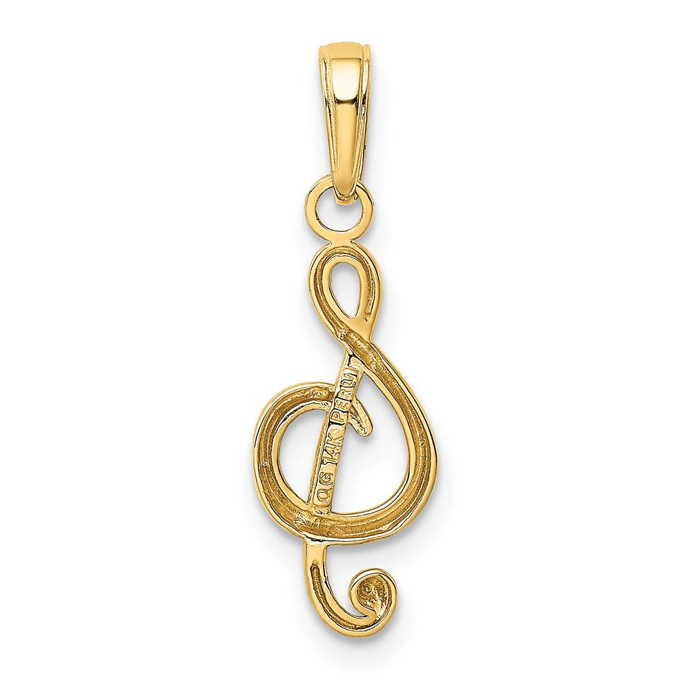 14K Yellow Gold Polished Open-Backed Treble Clef Pendant