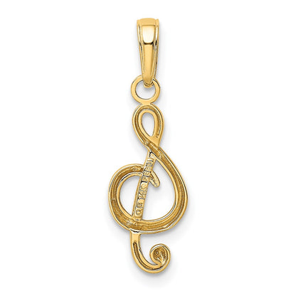 14K Yellow Gold Polished Open-Backed Treble Clef Pendant