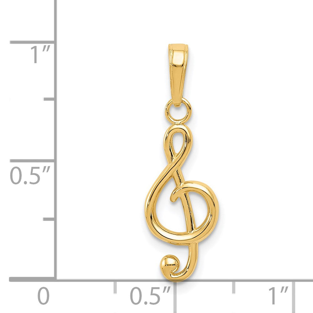 14K Yellow Gold Polished Open-Backed Treble Clef Pendant