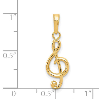 14K Yellow Gold Polished Open-Backed Treble Clef Pendant