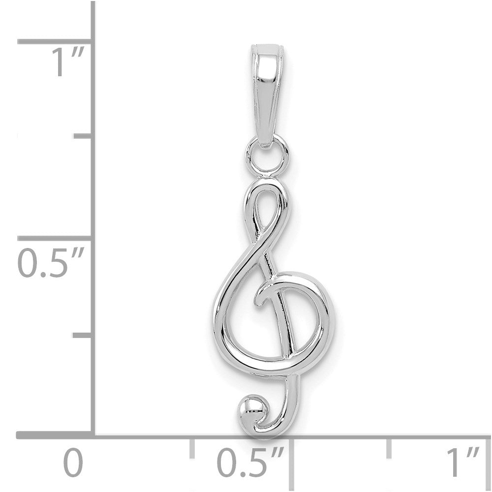 14K White Gold Polished Open-Backed Treble Clef Pendant