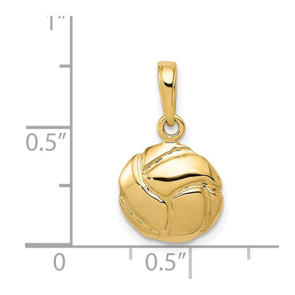 14K Yellow Gold Solid Polished Open Back Volleyball Charm