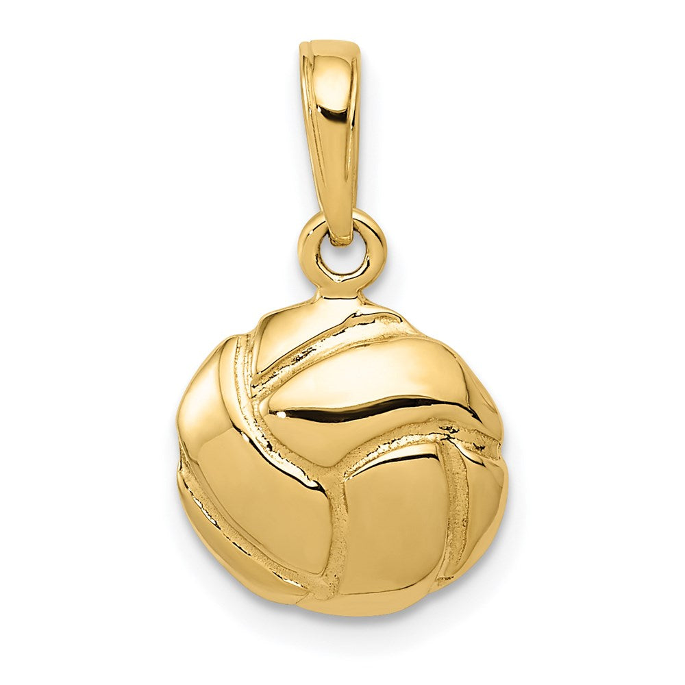 14K Yellow Gold Solid Polished Open Back Volleyball Charm