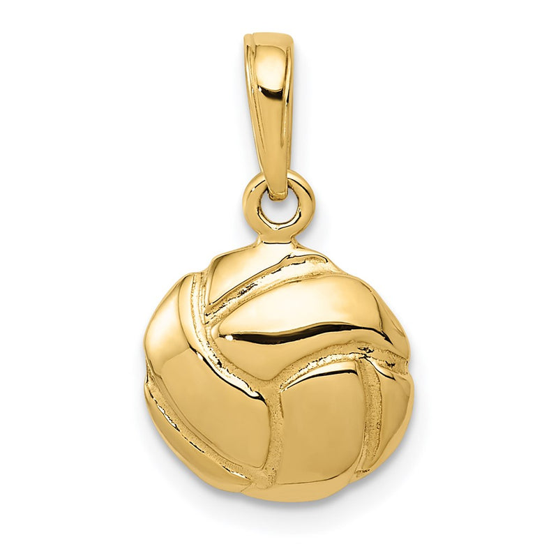 14K Yellow Gold Solid Polished Open Back Volleyball Charm