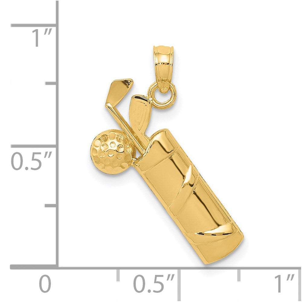 14K Yellow Gold Polished Golf Bag Charm