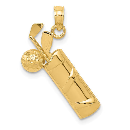 14K Yellow Gold Polished Golf Bag Charm