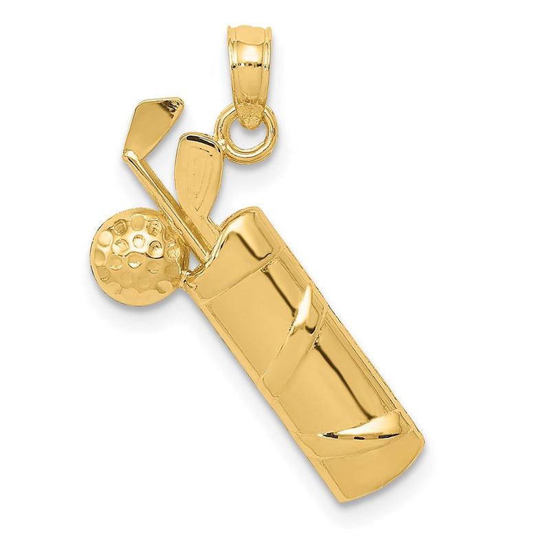 14K Yellow Gold Polished Golf Bag Charm