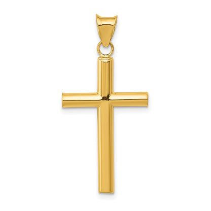 14K Yellow Gold Polished Hollow Cross Pendant