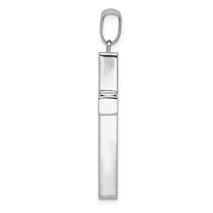 14K White Gold Polished Hollow Cross Pendant