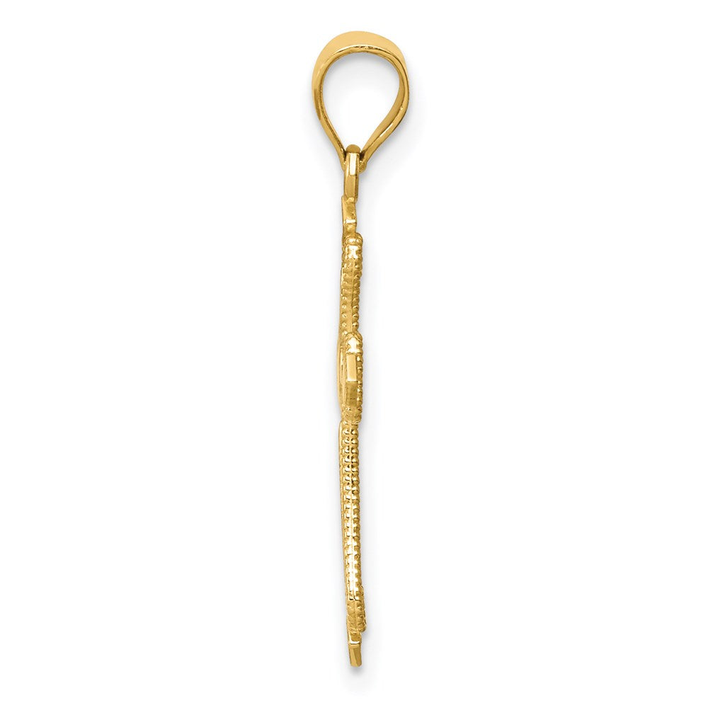 14K Yellow Gold Mini Budded Cross Pendant