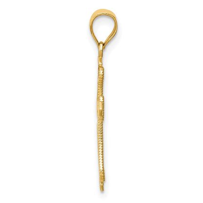 14K Yellow Gold Mini Budded Cross Pendant