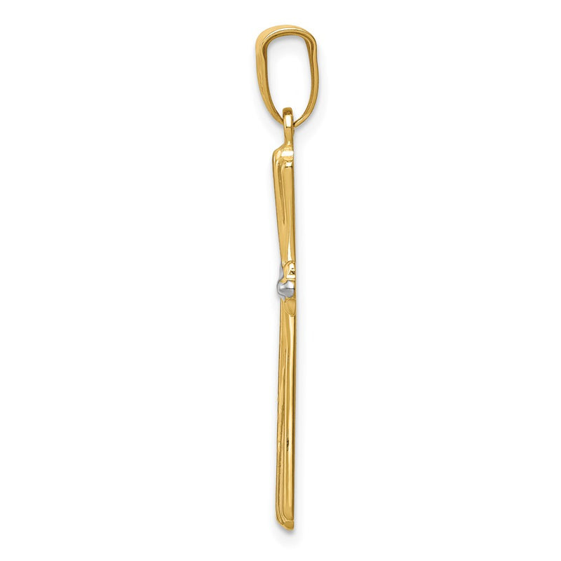 14K Yellow & Rhodium W/Rhodium Diamond Cut Cross Pendant