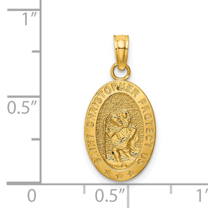 14K Yellow Gold Saint Christopher Medal Pendant
