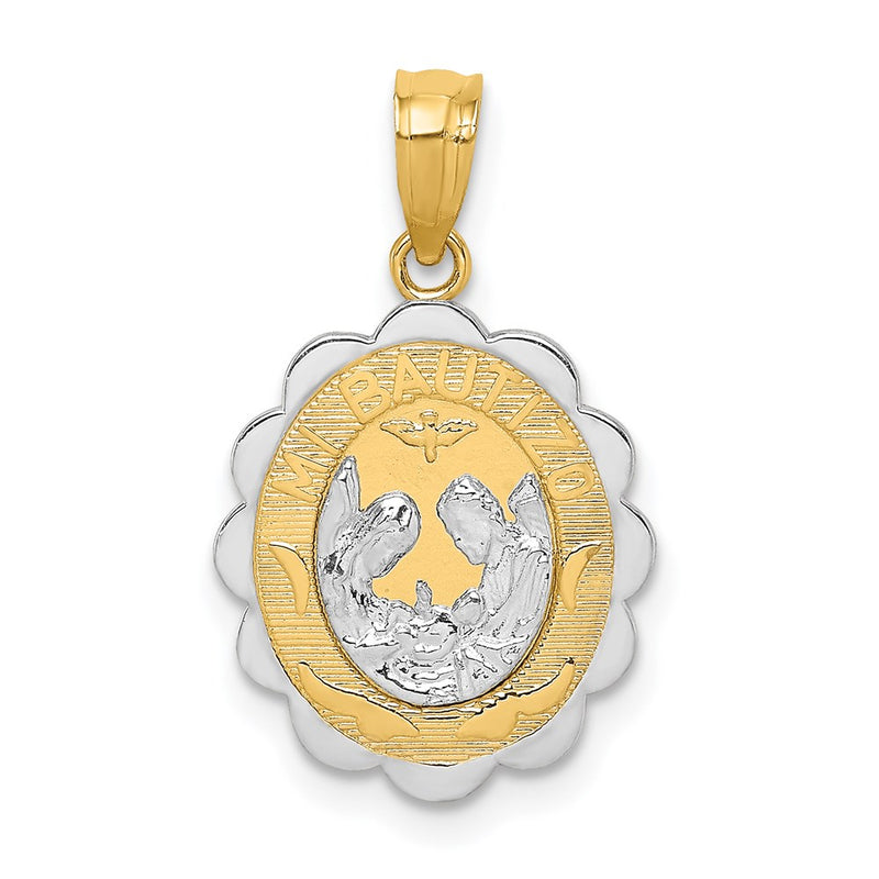14K Two-Tone W/Rhodium Baptism Pendant