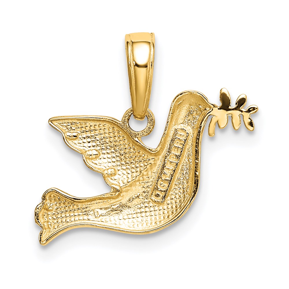 14K Yellow Gold Polished Dove Charm