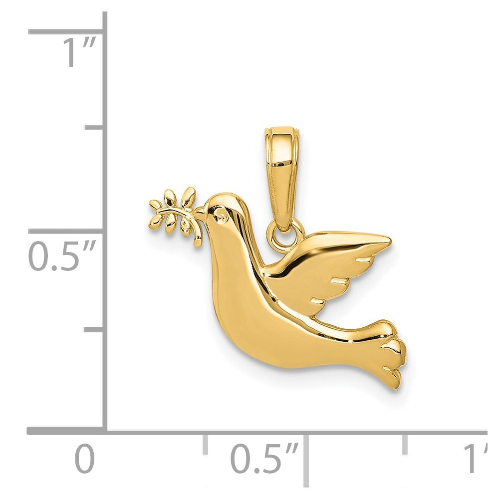 14K Yellow Gold Polished Dove Charm
