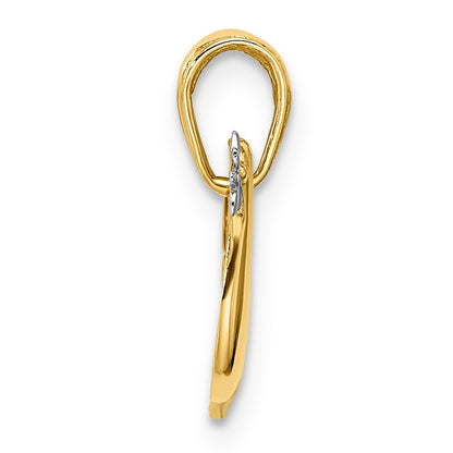 14K Yellow & Rhodium White Rhodium Polished Diamond-Cut Dove Charm