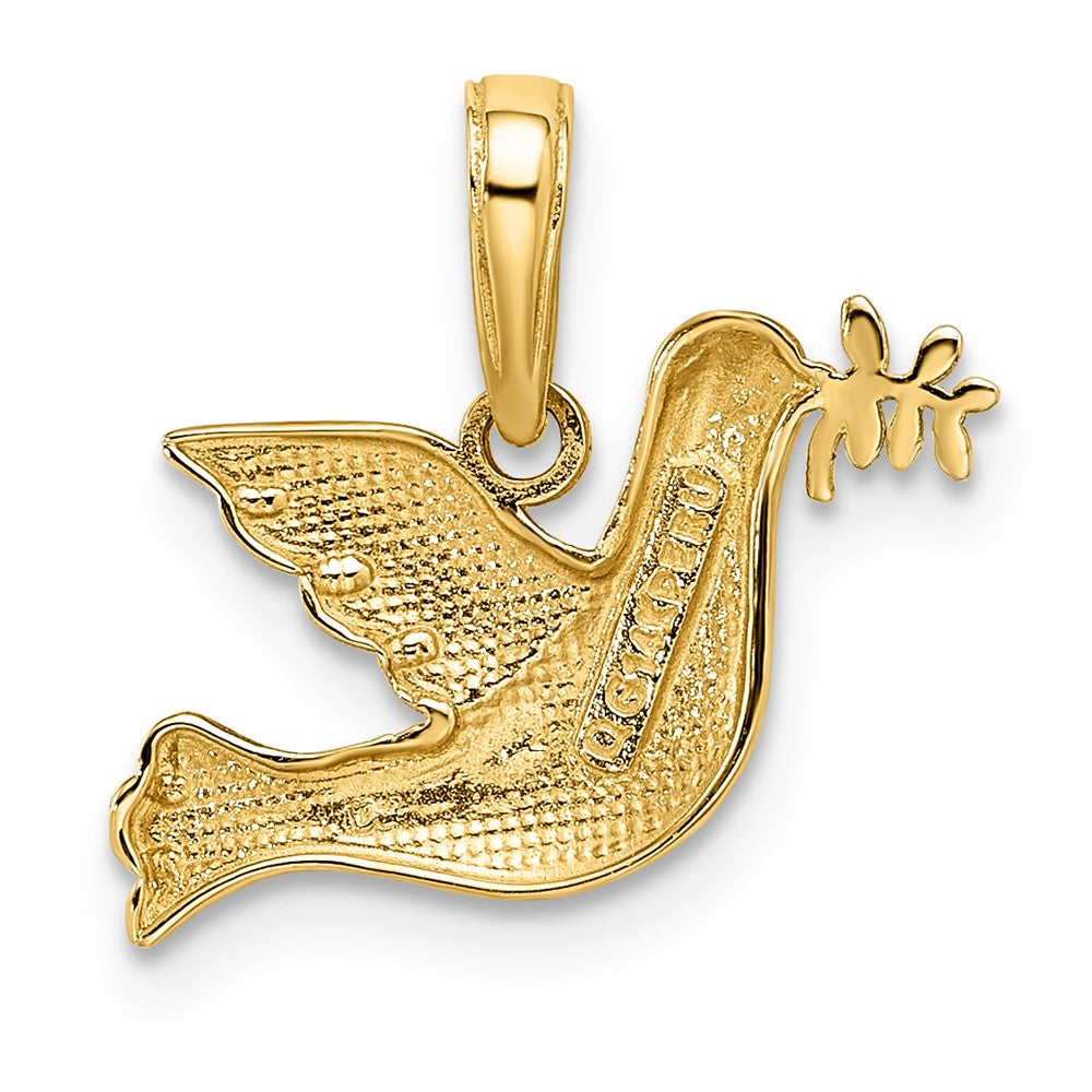 14K Yellow & Rhodium White Rhodium Polished Diamond-Cut Dove Charm