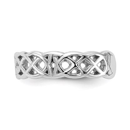 14K White Gold Polished W/ Design Toe Ring