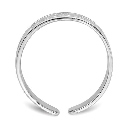 14K White Gold Polished Love And Hearts Toe Ring