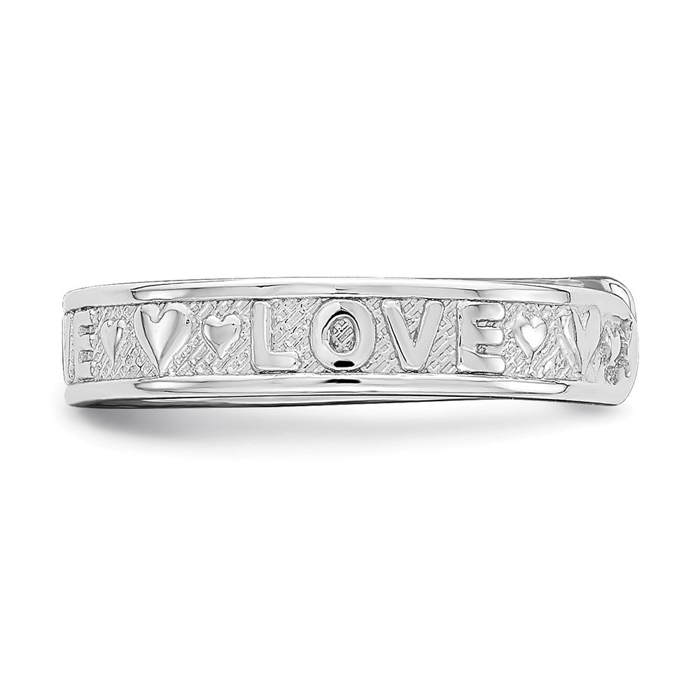 14K White Gold Polished Love And Hearts Toe Ring
