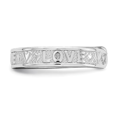 14K White Gold Polished Love And Hearts Toe Ring
