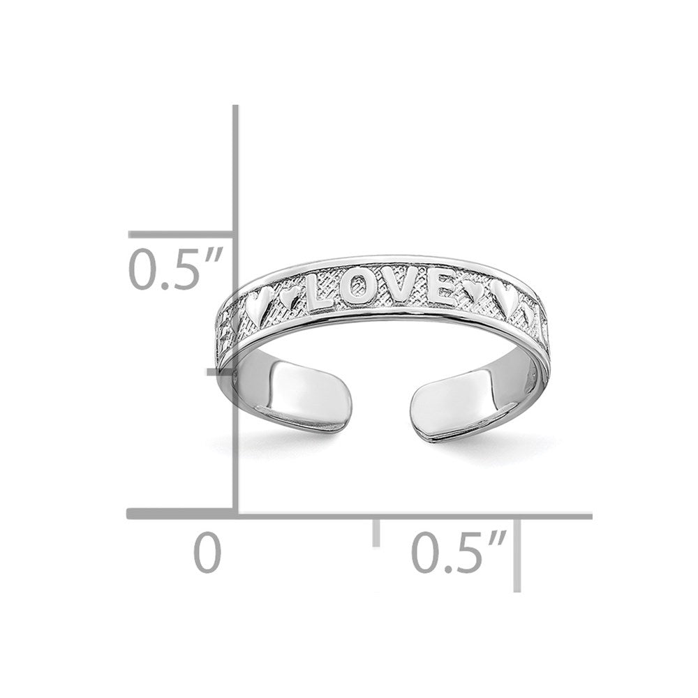 14K White Gold Polished Love And Hearts Toe Ring