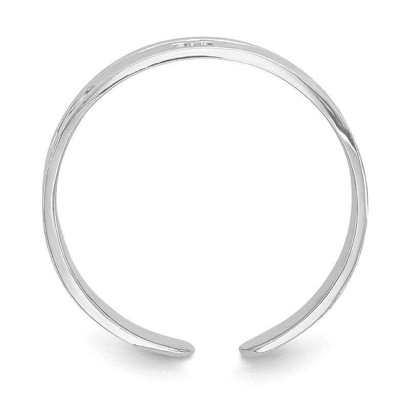 14K White Gold Polished W/ Hearts Toe Ring