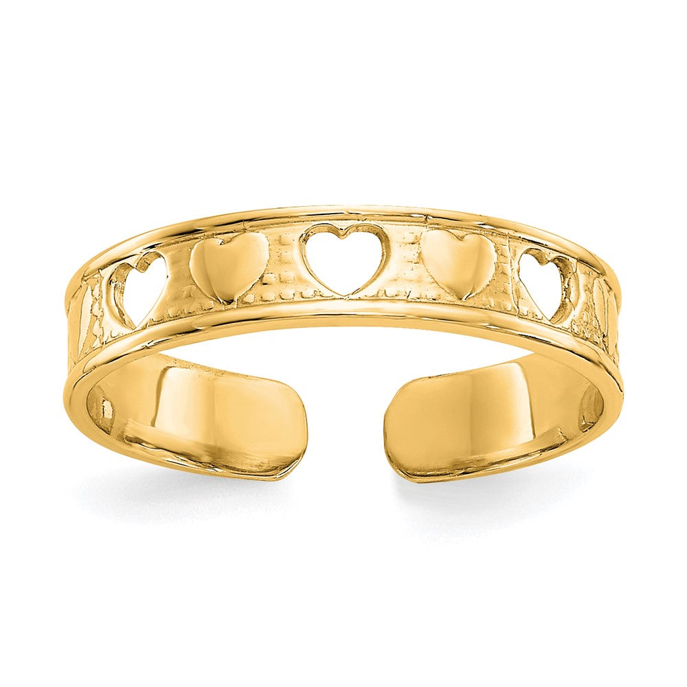 14K Yellow Gold Polished W/ Hearts Toe Ring