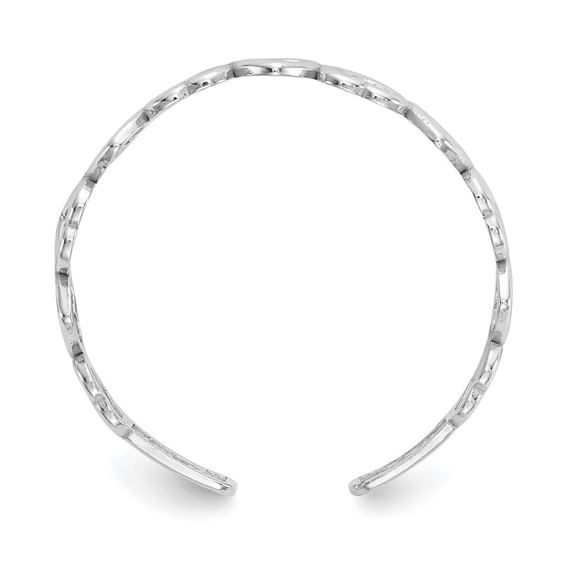 14K White Gold Polished Cut Out Hearts Toe Ring