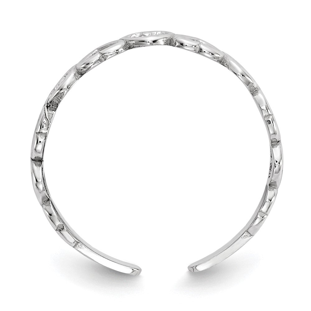 14K White Gold Polished Hearts Toe Ring