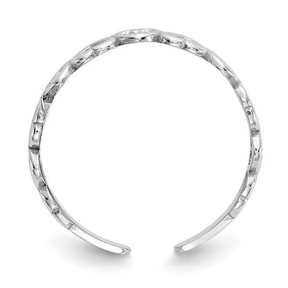 14K White Gold Polished Hearts Toe Ring
