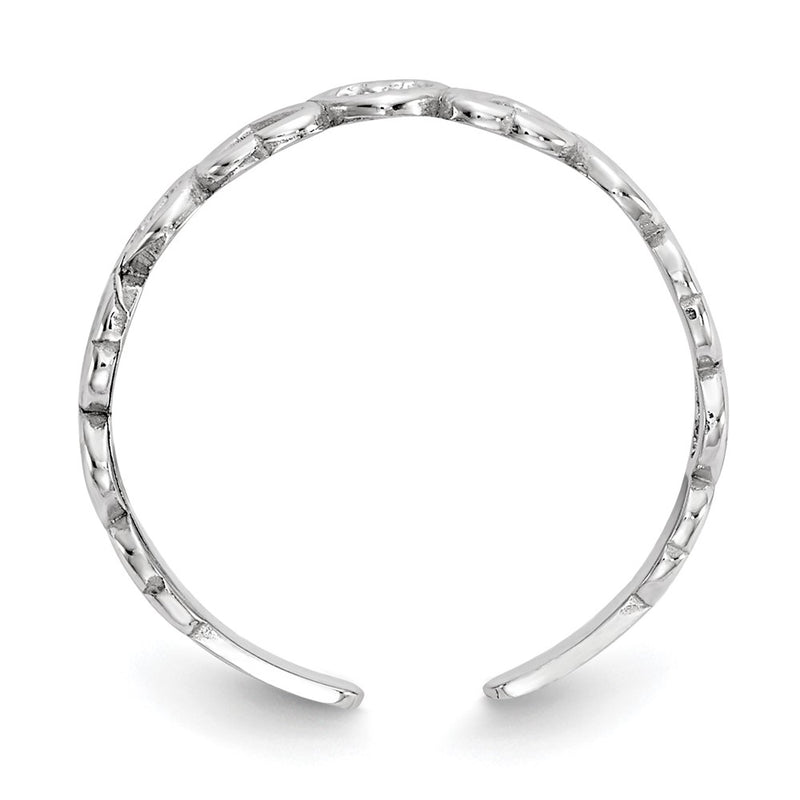 14K White Gold Polished Hearts Toe Ring