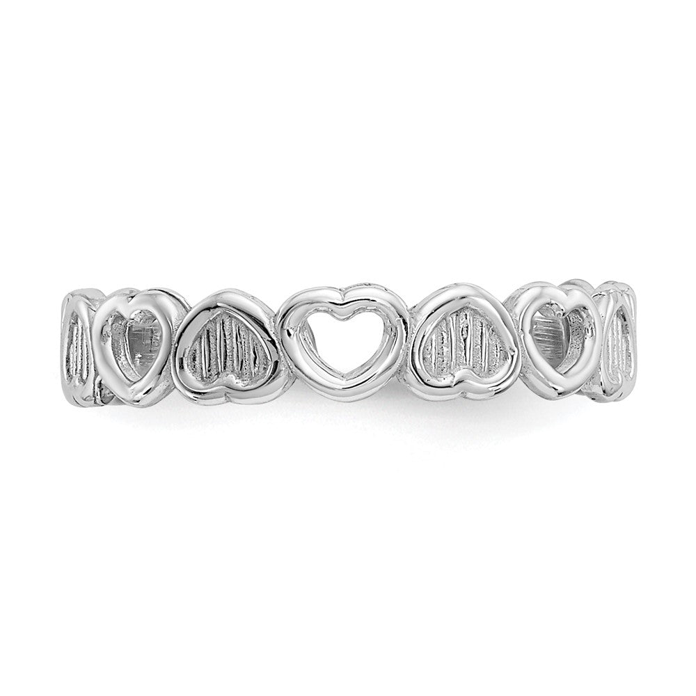 14K White Gold Polished Hearts Toe Ring