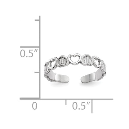 14K White Gold Polished Hearts Toe Ring