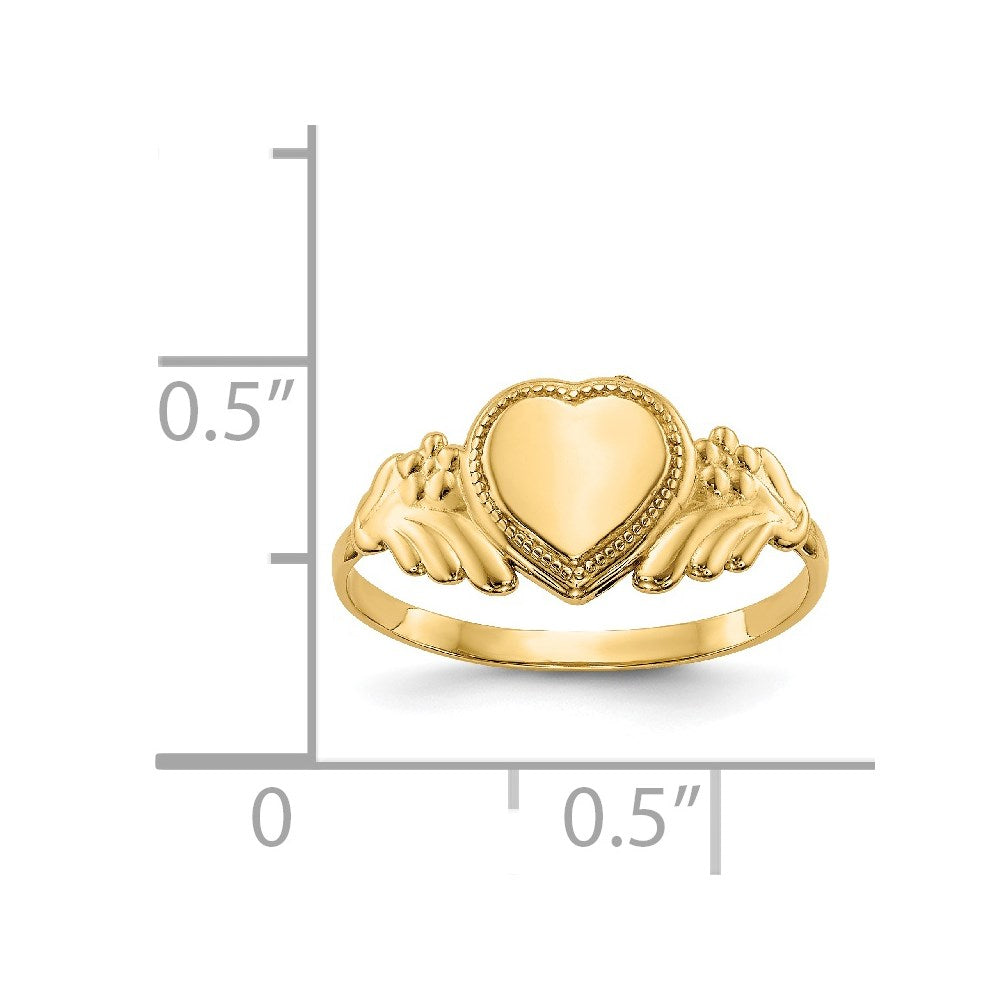 14K Yellow Gold Polished Heart Baby Ring