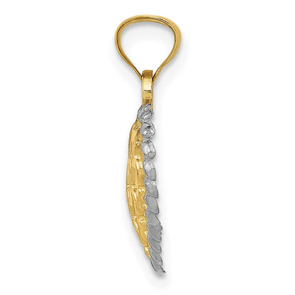 14K Yellow & Rhodium And White Polished D/C Heart Pendant