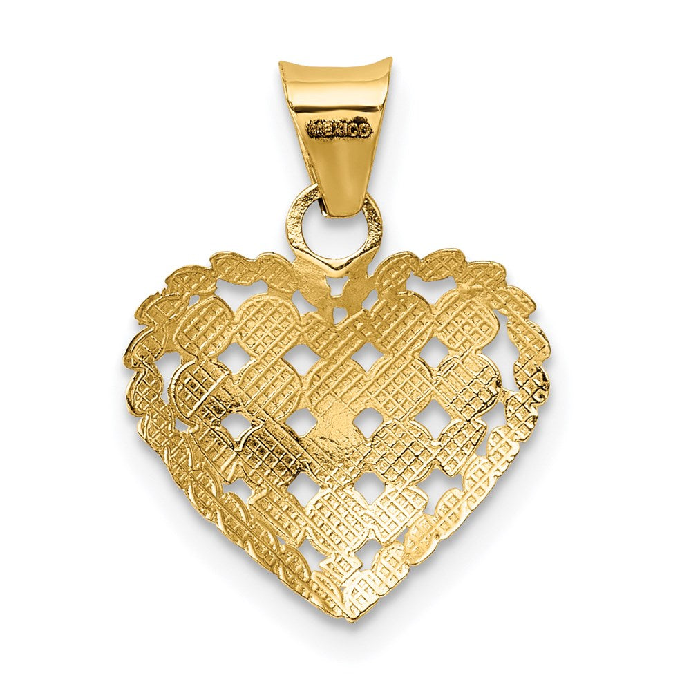 14K Yellow & Rhodium And White Polished D/C Heart Pendant