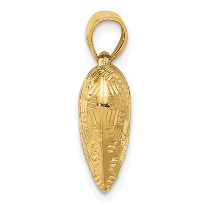 14K Yellow Gold Polished Basket Weave Pattern 3-D Heart Pendant