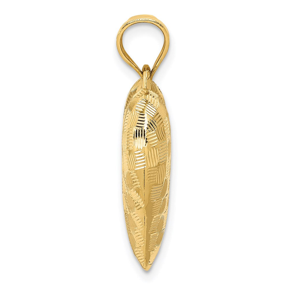 14K Yellow Gold Polished Basket Weave Pattern 3-D Heart Pendant
