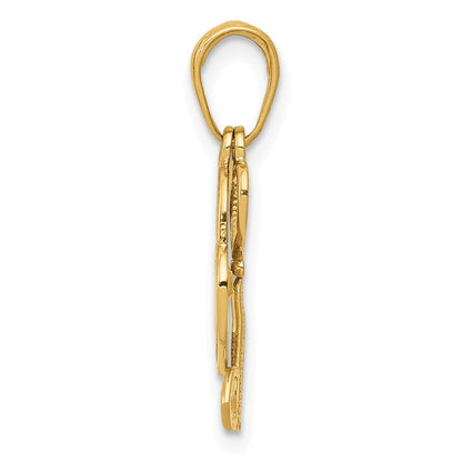 14K Yellow Gold Polished Moveable Heart Key And Lock Charm