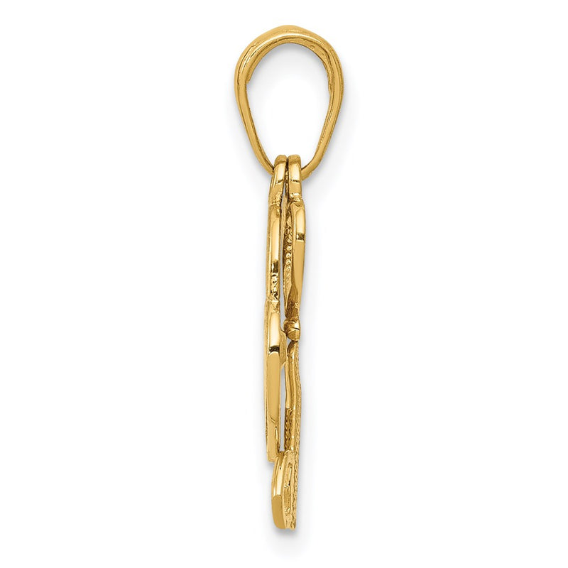 14K Yellow Gold Polished Moveable Heart Key And Lock Charm